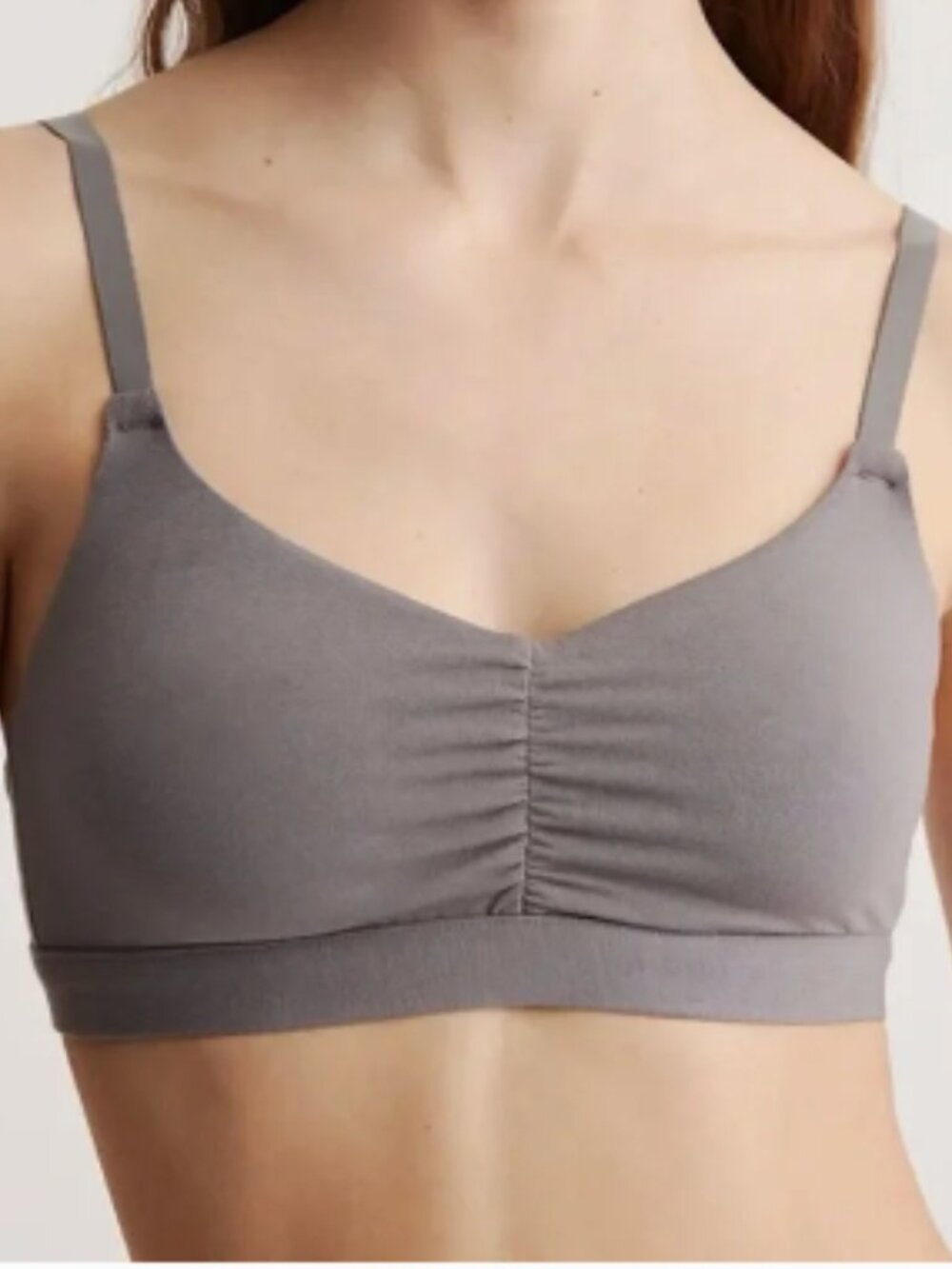 NWOT Quince Micro-modal Ruched Bralette Sz XL in Grey